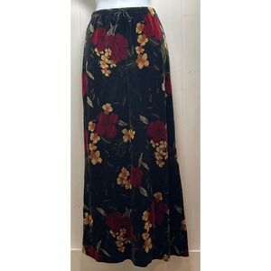 Jaclyn Smith Studio VTG Floral Velvet Maxi Skirt Black Red Large NWT y2k Kmart